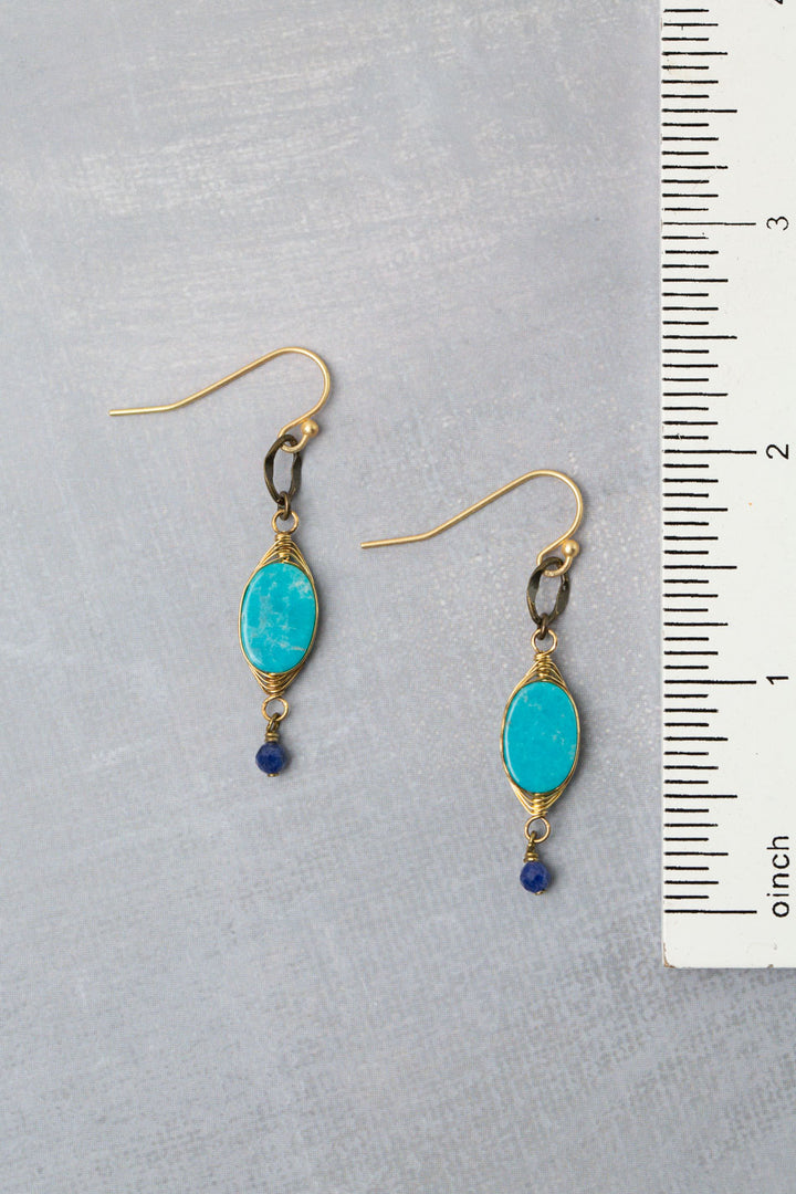 Love One Another Lapis, Turquoise Herringbone Earrings