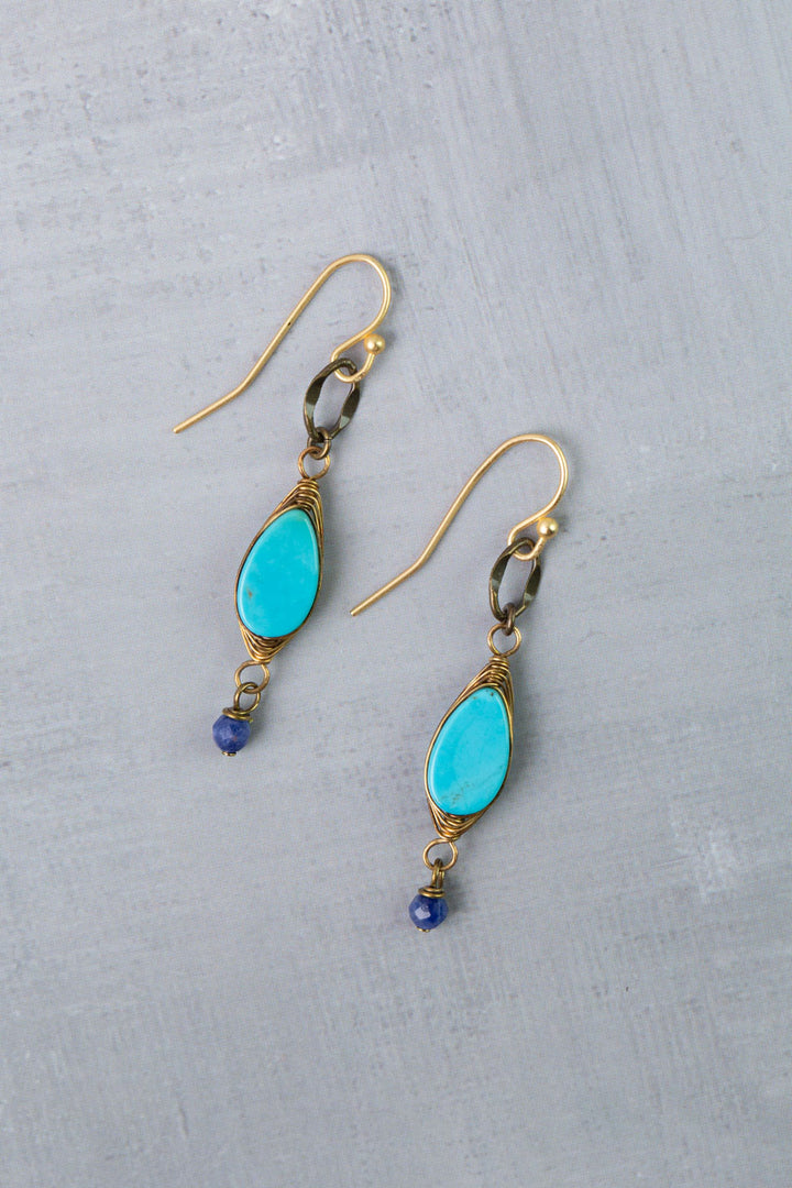 Love One Another Lapis, Turquoise Herringbone Earrings