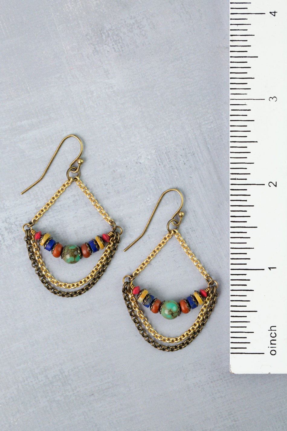 Love One Another Wood, Turquoise, Lapis Statement Earrings