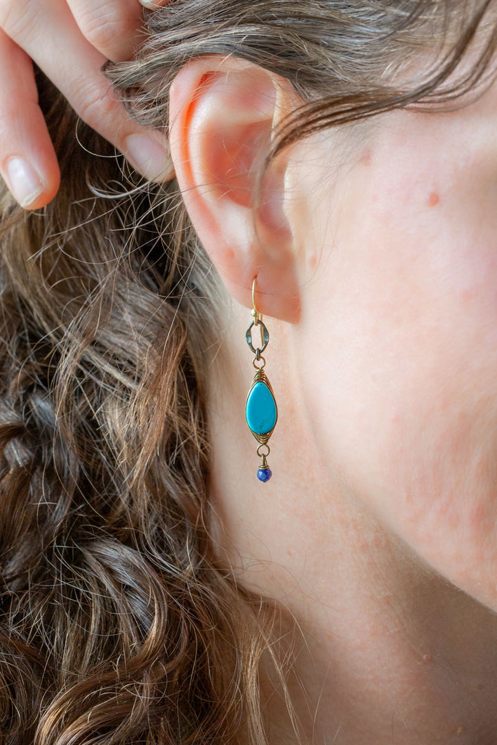 Love One Another Lapis, Turquoise Herringbone Earrings