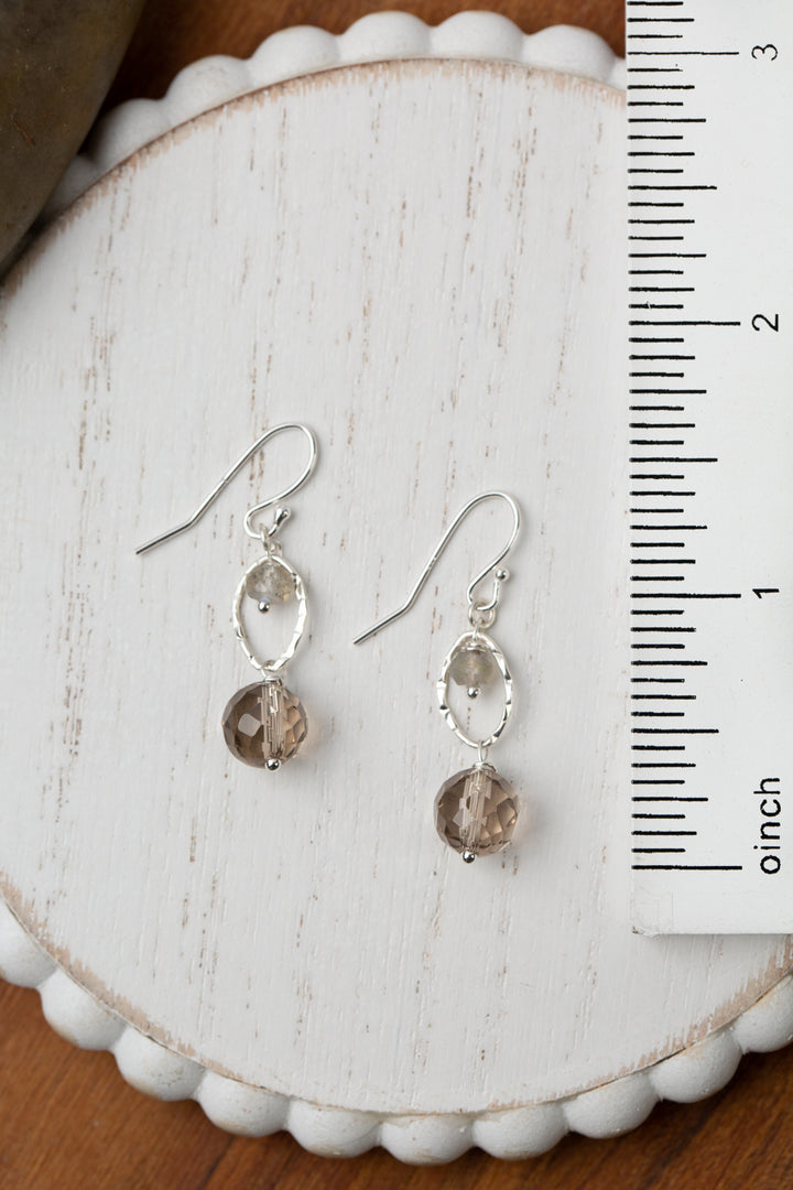 Limited Labradorite With Smoky Quartz Dangle Earrings