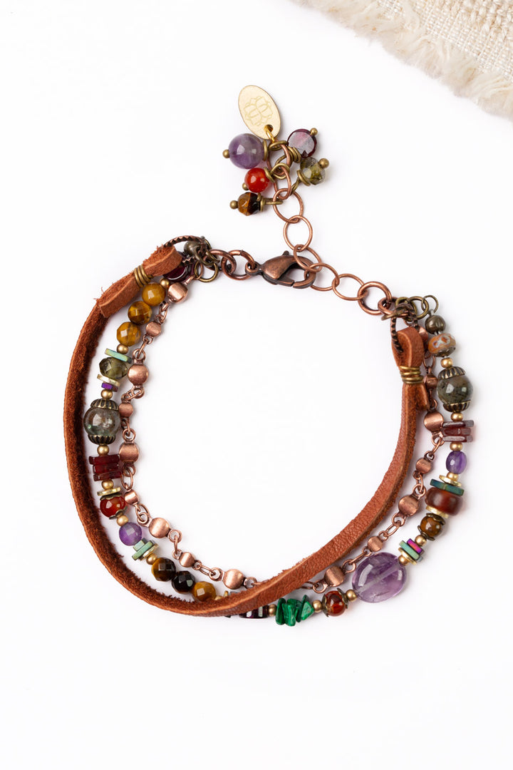 Limited Edition 7-8" Cat's Eye With Amethyst Multistrand Bracelet