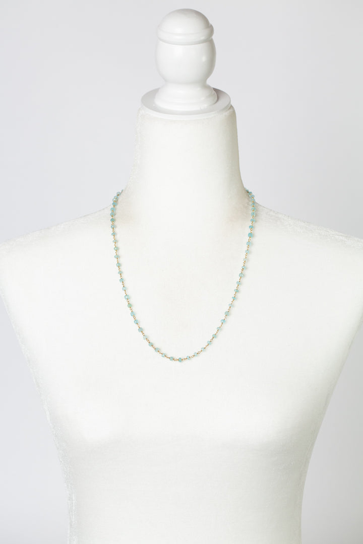 Limited Edition 21.5-23.5" Faceted Aqua Chalcedony Simple Necklace
