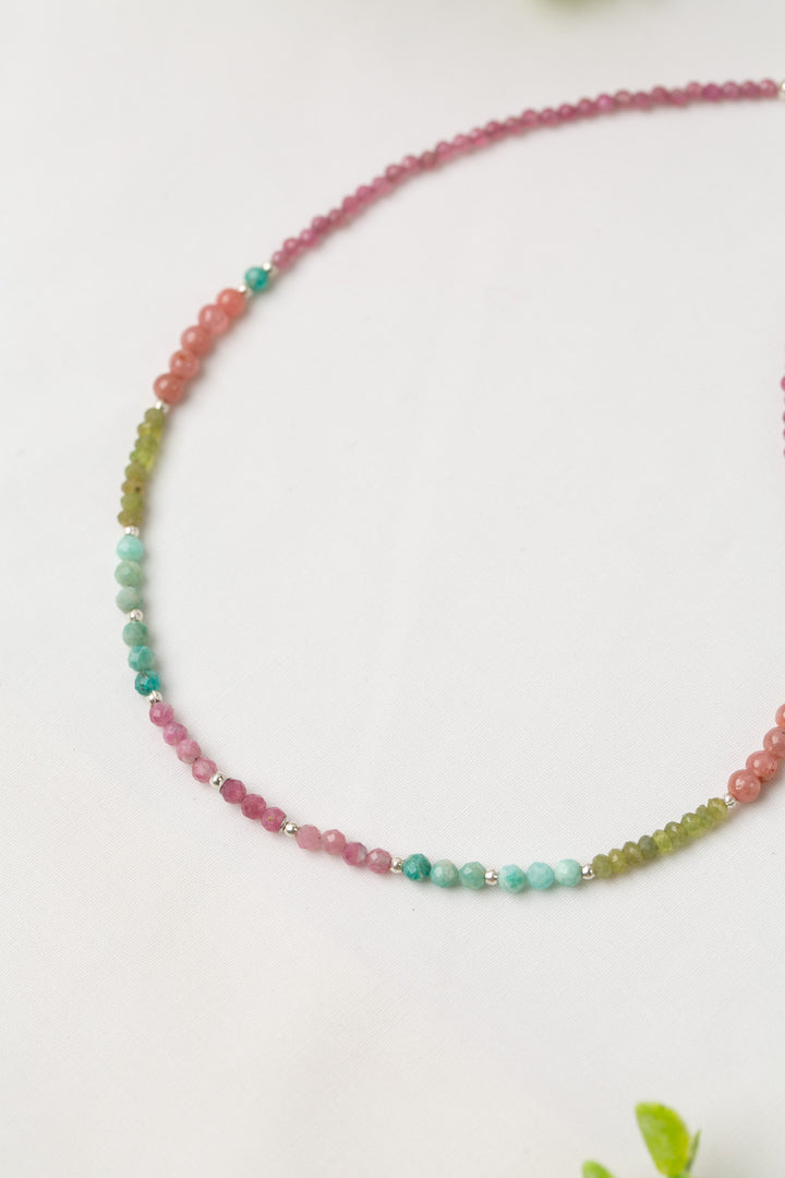 Limited Edition 14-16" Pink Tourmaline, Rhodochrosite, Amazonite Simple Necklace