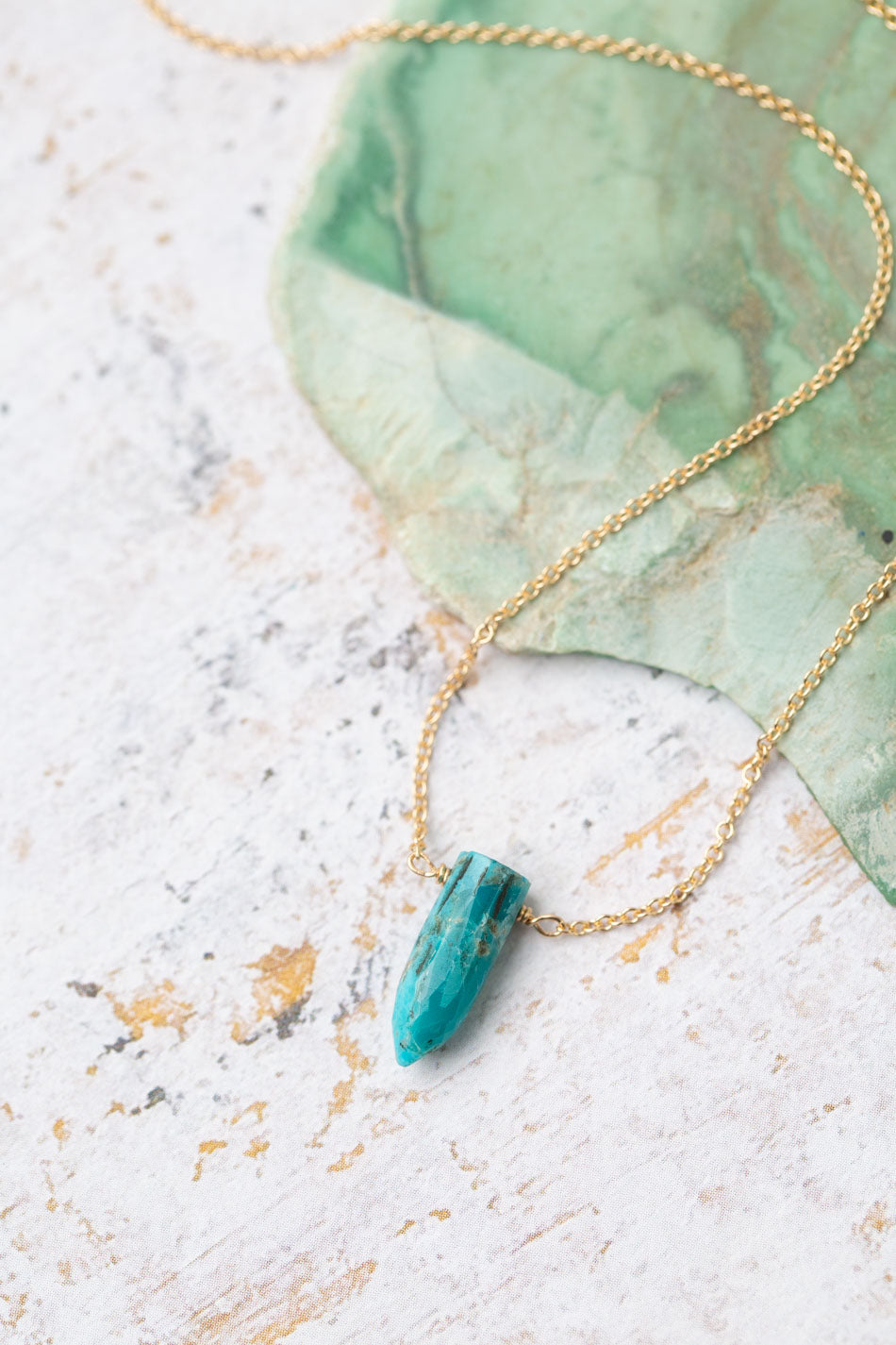 Limted Edition 14.5-16.5" Turquoise Faceted Point Simple Necklace