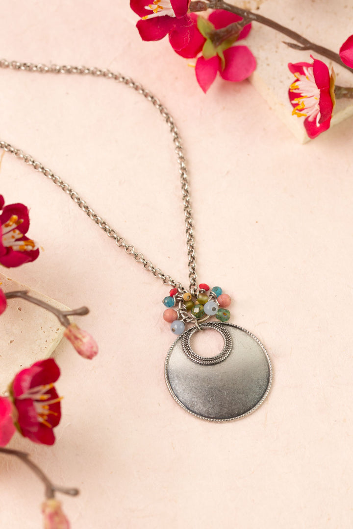 Leilani 16-18" Czech Glass, Olive Jade, Neon Apatite with Antique Silver Pendant Simple Necklace