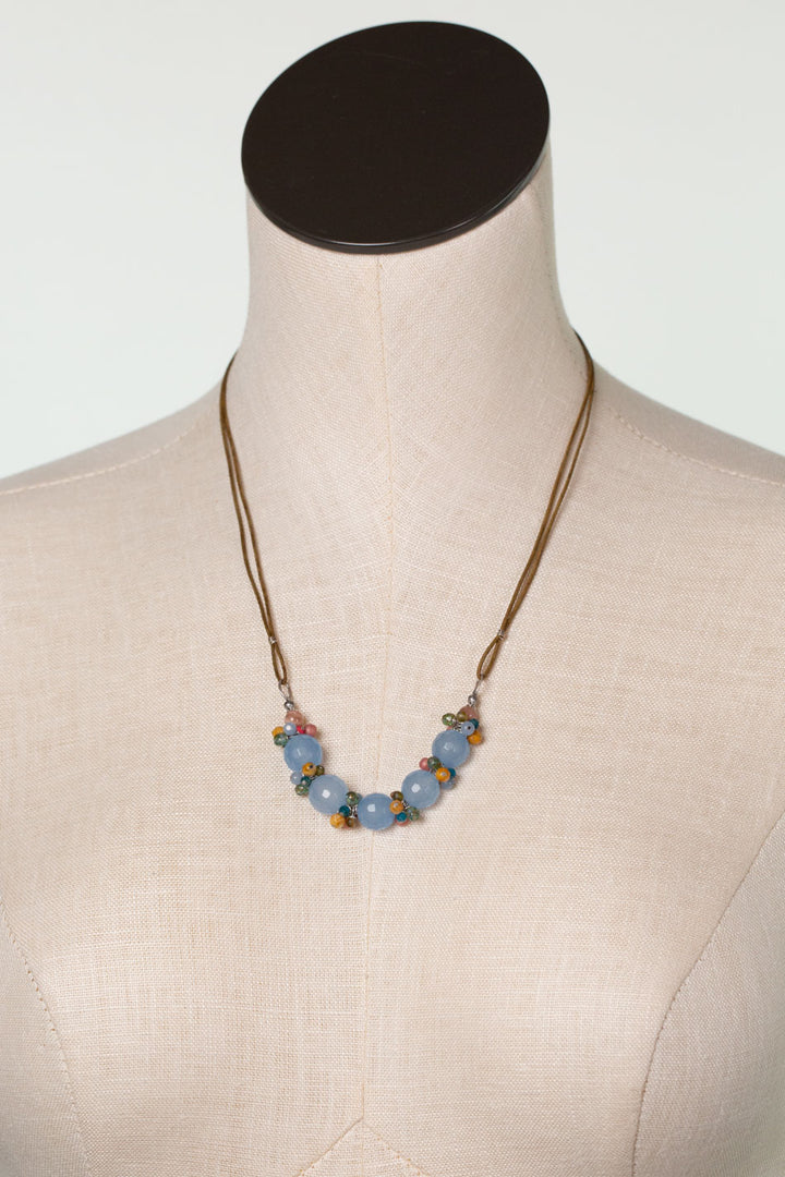 Leilani 20-22" Czech Glass, Chalcedony, Peach Moonstone Simple Necklace