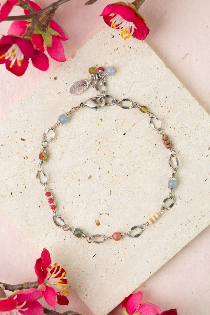 Leilani 7.5-8.5" Czech Glass, Chalcedony Simple Bracelet