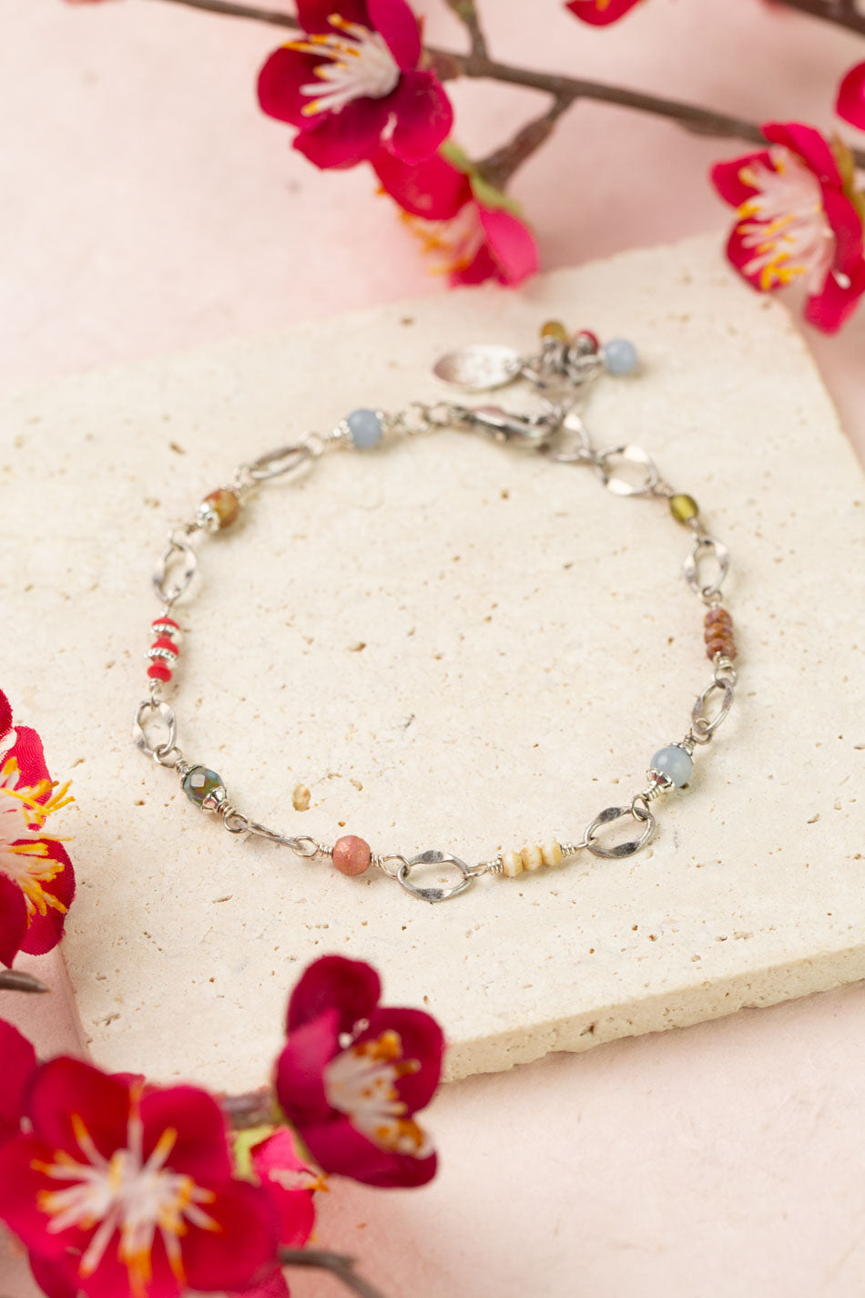 Leilani 7.5-8.5" Czech Glass, Chalcedony Simple Bracelet