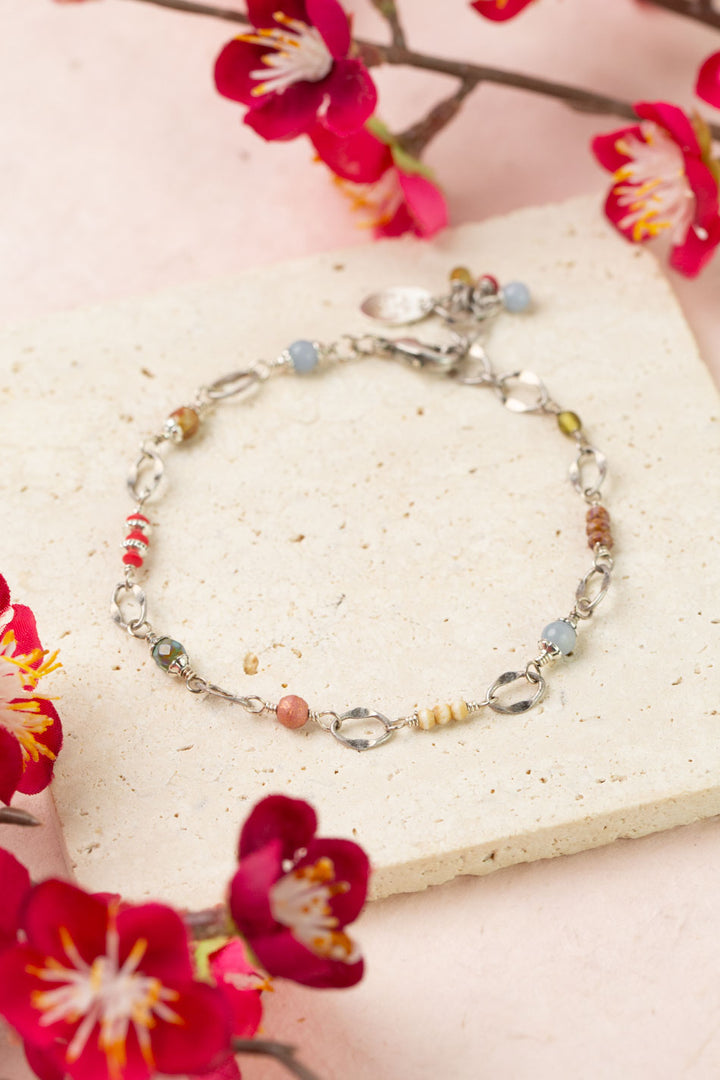 Leilani 7.5-8.5" Czech Glass, Chalcedony Simple Bracelet