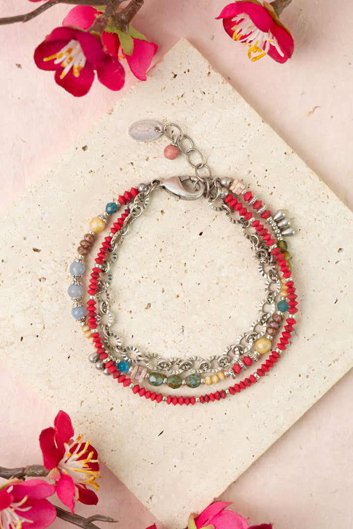 Leilani 7.5-8.5" Czech Glass, Neon Apatite Multistrand Bracelet