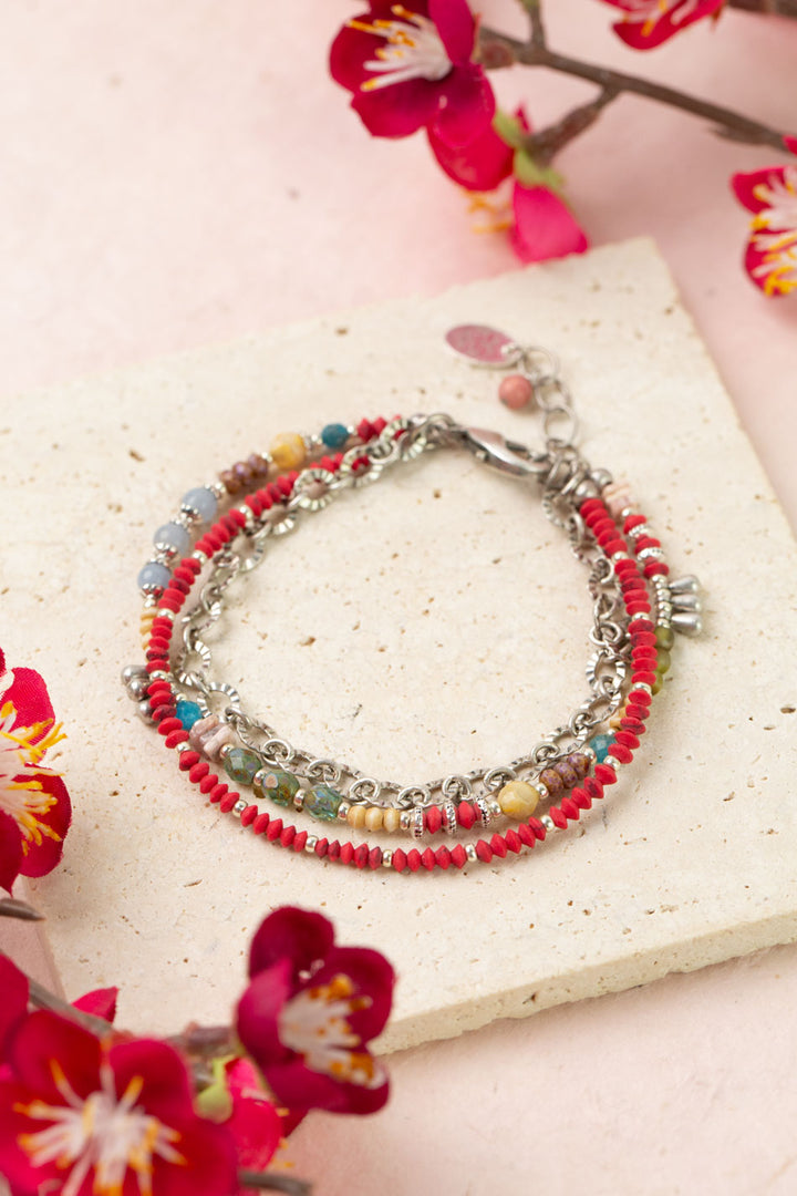 Leilani 7.5-8.5" Czech Glass, Neon Apatite Multistrand Bracelet