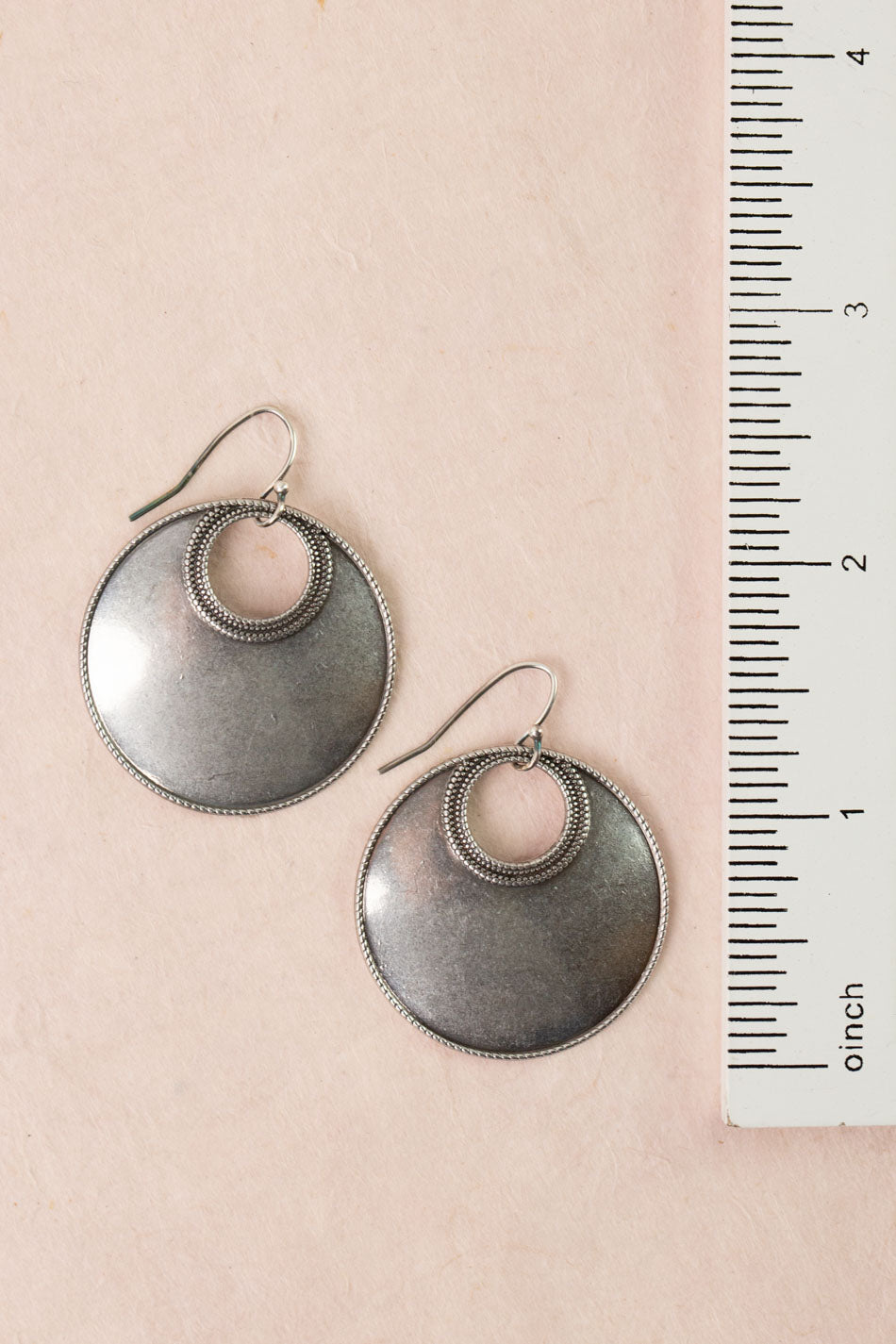 Leilani Antique Silver Circle Simple Earrings