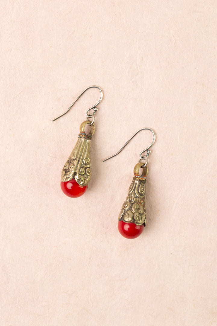 Leilani Vintage Red Jasper Drop Simple Earrings