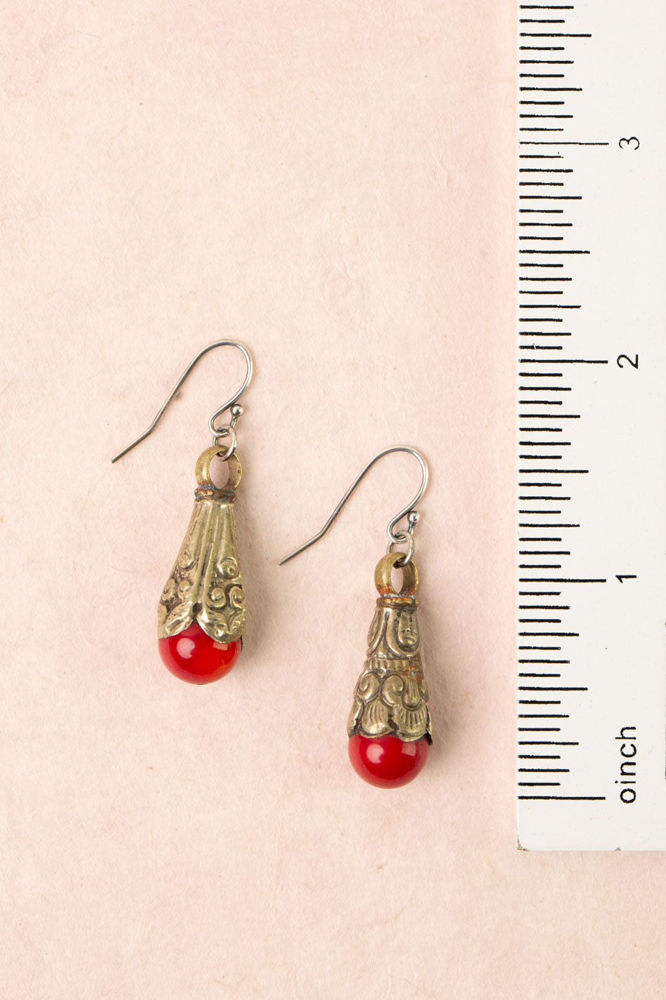 Leilani Vintage Red Jasper Drop Simple Earrings