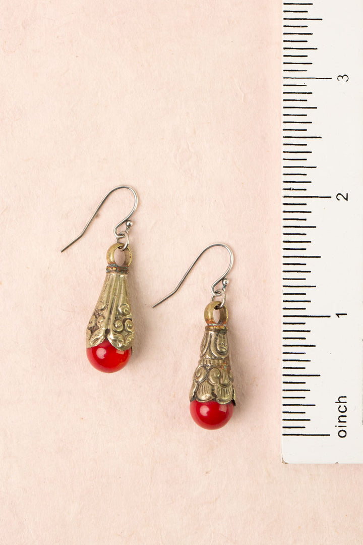 Leilani Vintage Red Jasper Drop Simple Earrings
