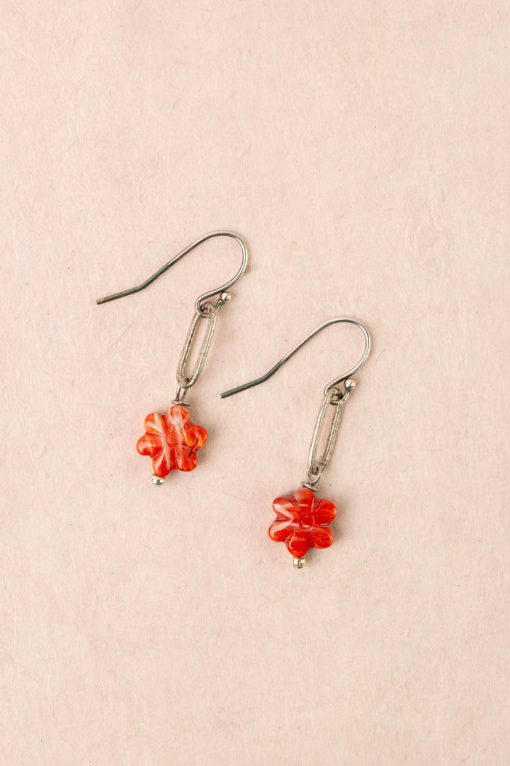 Leilani Spiny Oyster Flower Dangle Simple Earrings