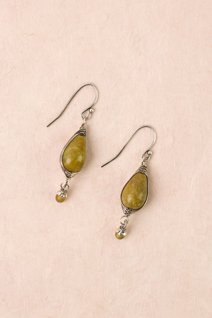 Leilani Olive Jade Herringbone Earrings