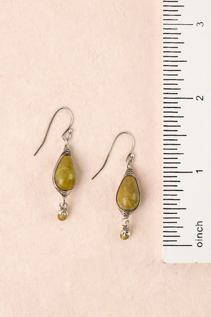 Leilani Olive Jade Herringbone Earrings