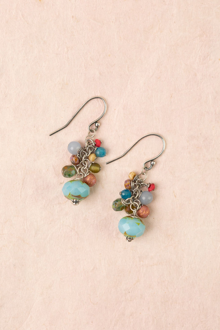 Leilani Neon Apatite, Czech Glass Cluster Earrings