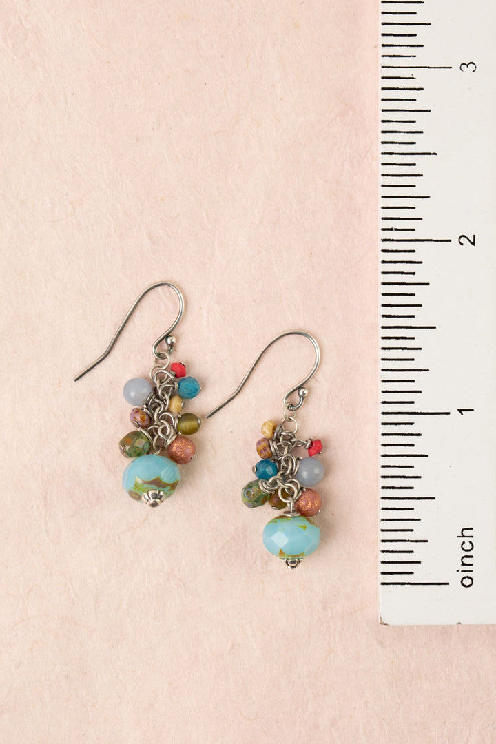 Leilani Neon Apatite, Czech Glass Cluster Earrings