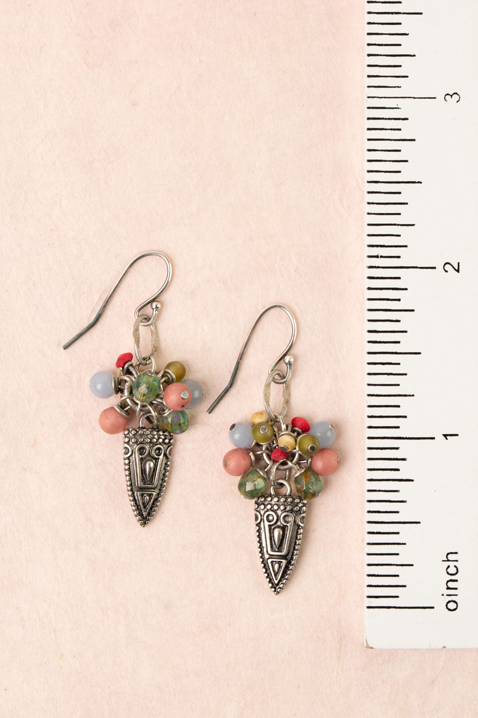 Leilani Neon Apatite, Antique Silver Drop, Czech Glass Cluster Earrings