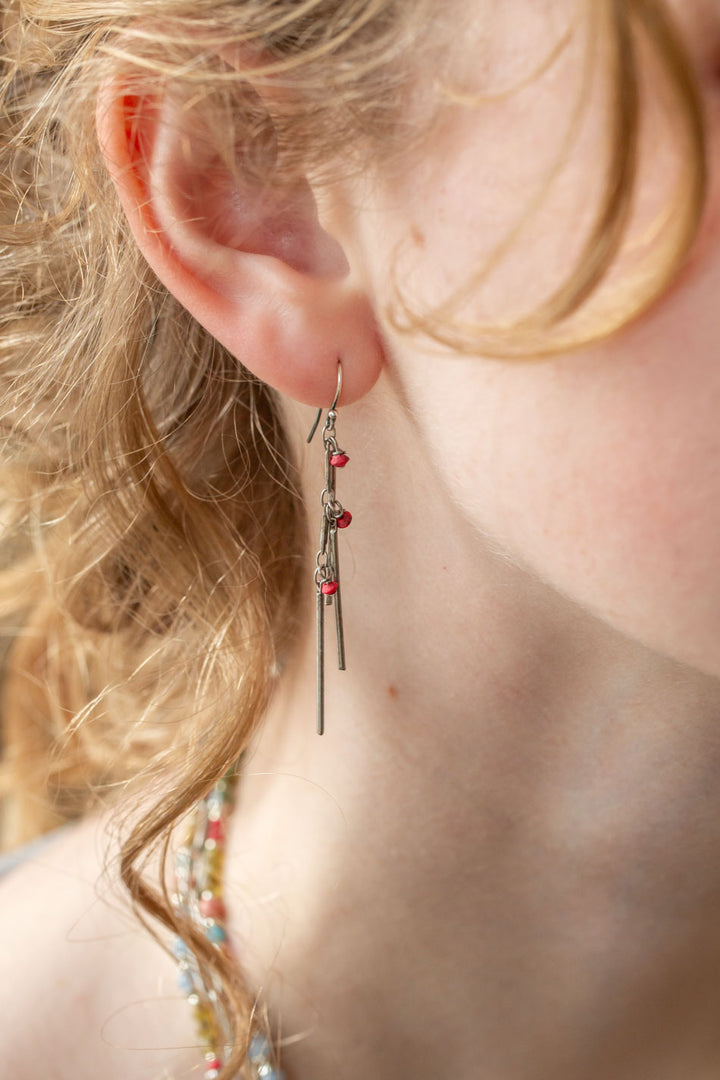 Leilani Antique Silver Chain Tassel Earrings