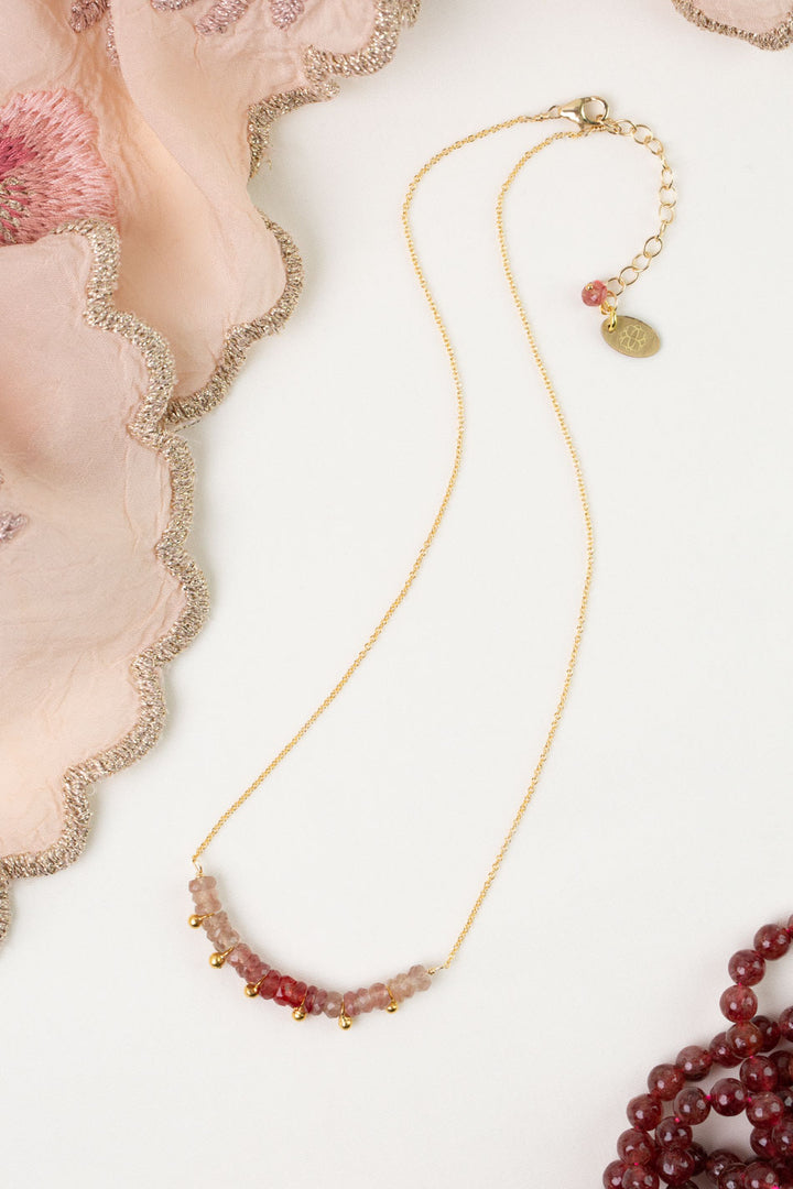 Love 15.5-17.5" Strawberry Quartz Simple Necklace