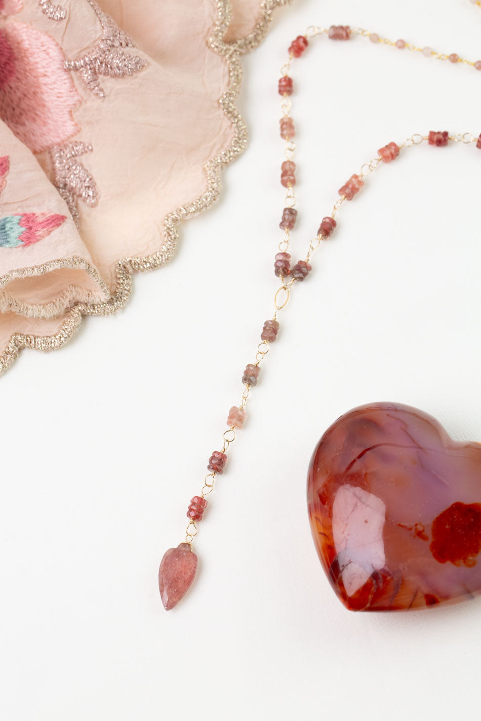 Love 20.75-22.75" Strawberry Quartz Statement Necklace