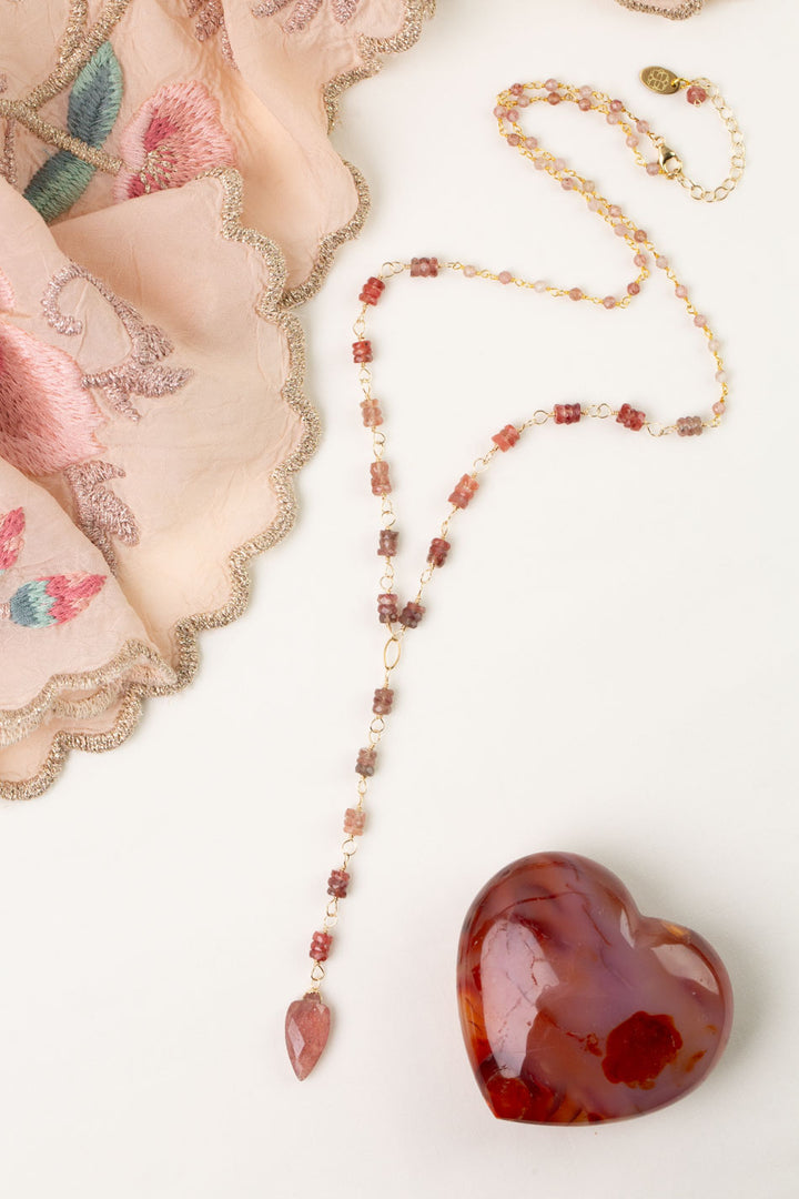 Love 20.75-22.75" Strawberry Quartz Statement Necklace