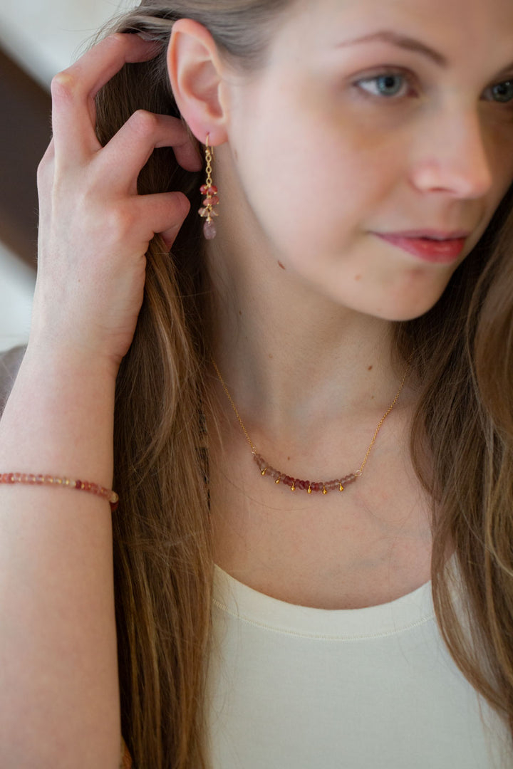 Love 15.5-17.5" Strawberry Quartz Simple Necklace