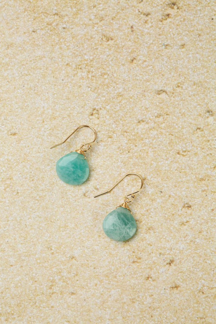 Mango Tango Faceted Amazonite Briolette Simple Earrings