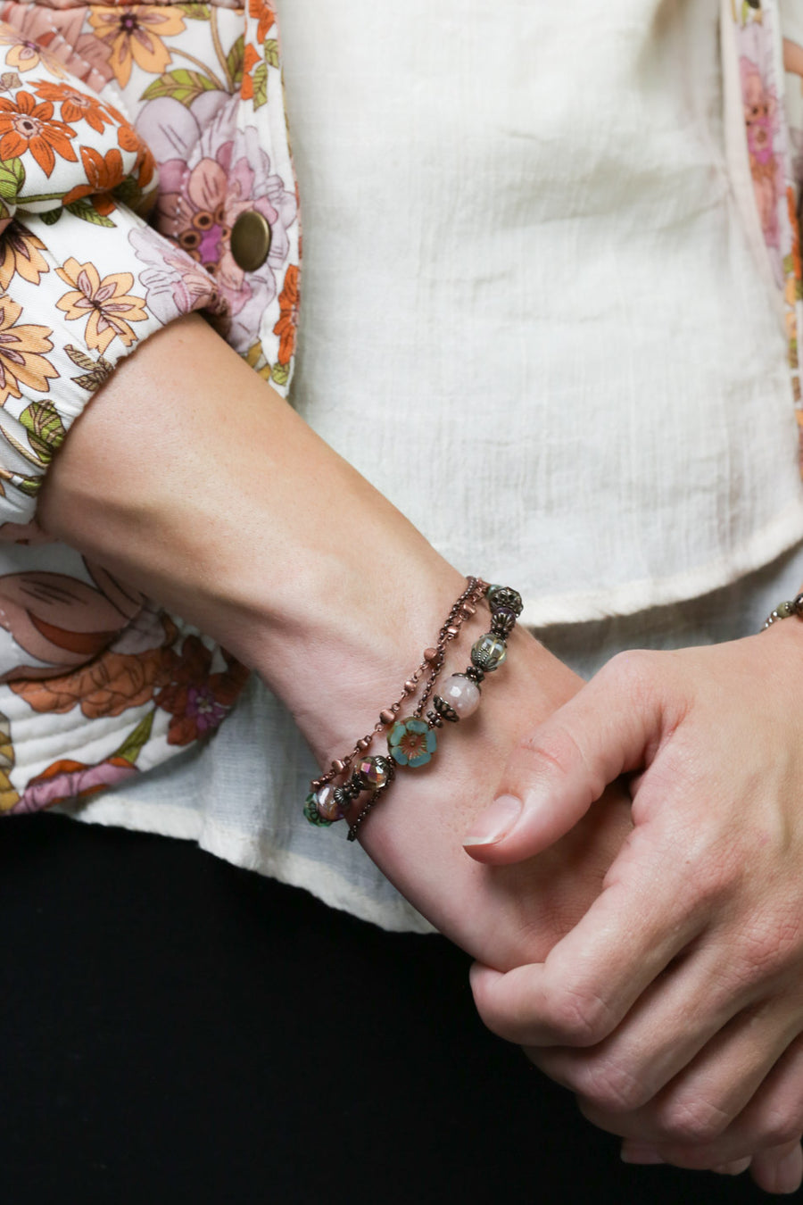 Czech Glass, Druzy and Lepidolite Quartz Bracelet main image 1