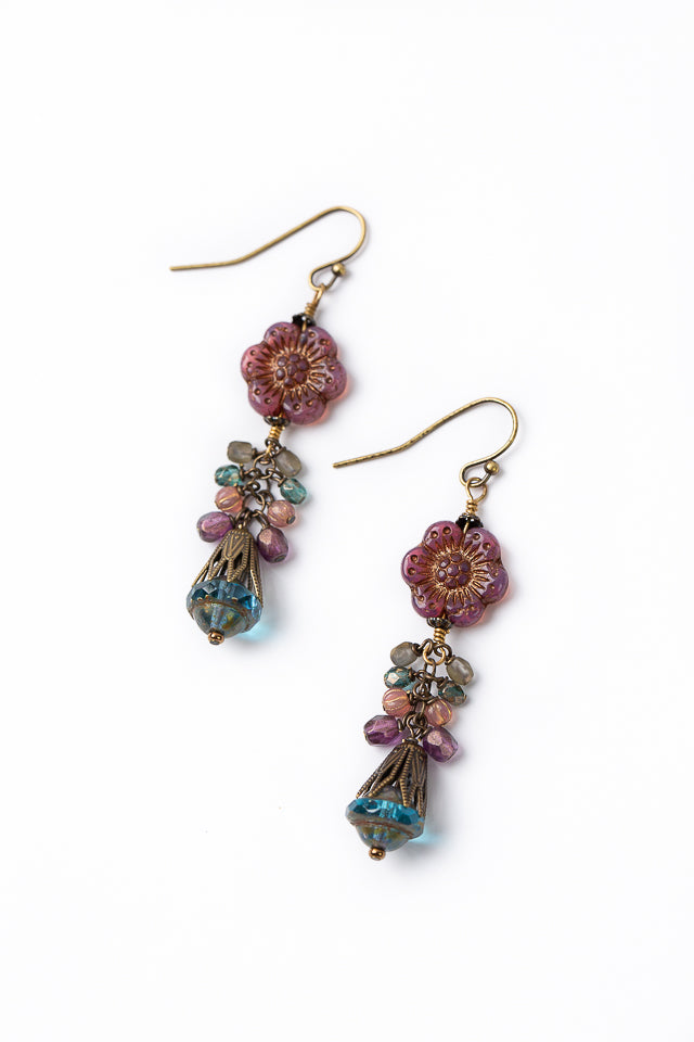 Mauve Mix Czech Glass Flower Cluster Earrings – Anne Vaughan Designs