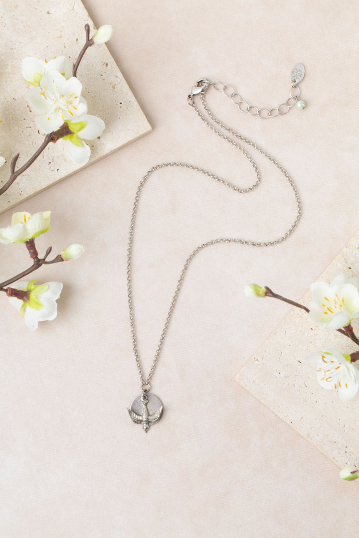 Mint Julep 17-19" Antique Silver Petite Bird Simple Necklace