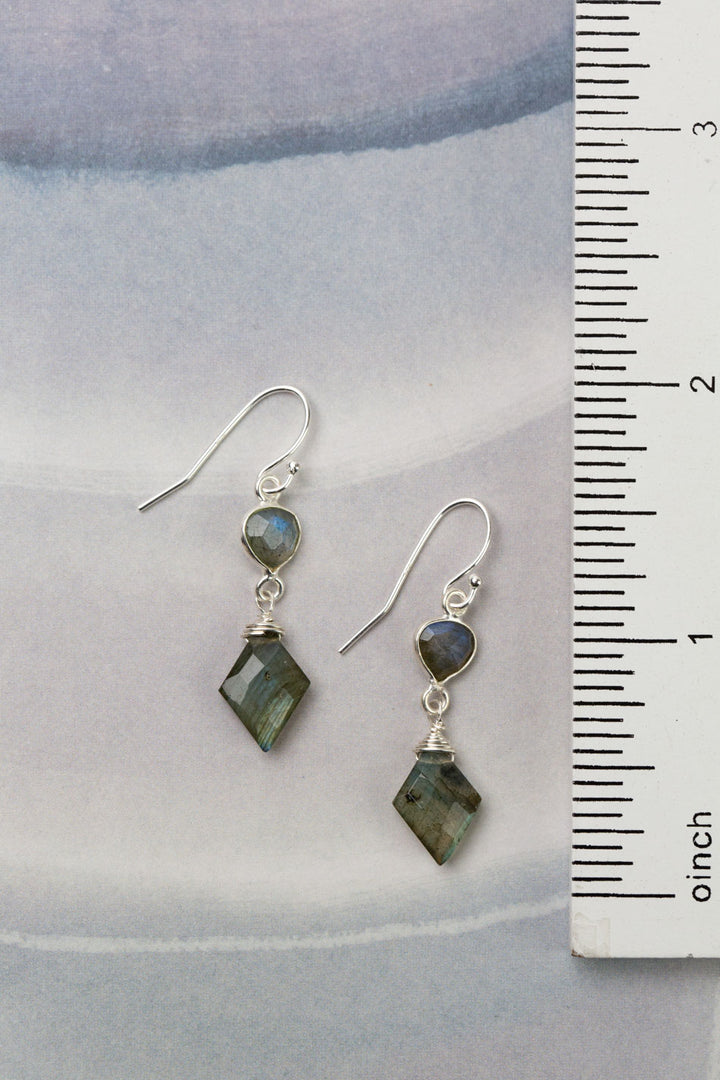 Mystic Labradorite Briolette Dangle Earrings