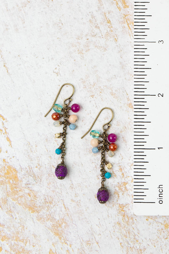 Mardi Gras Czech Glass Dangle Earrings