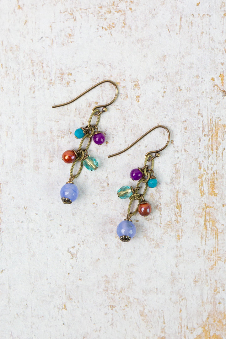 Mardi Gras Czech Glass Dangle Earrings