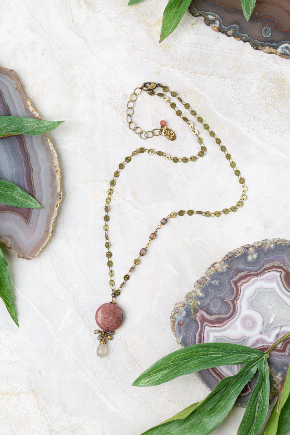 Mauve Mix 15-17" Chalcedony, Czech Glass With Strawberry Quartz Simple Necklace