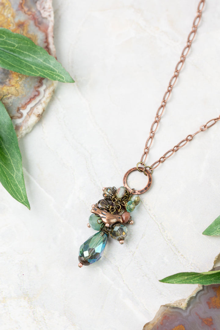 Mauve Mix 22-24" Czech Glass, Crystal, Lepidolite Quartz Cluster Necklace
