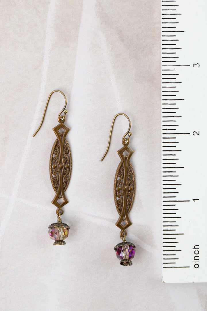 Mauve Mix Czech Glass Dangle Earrings