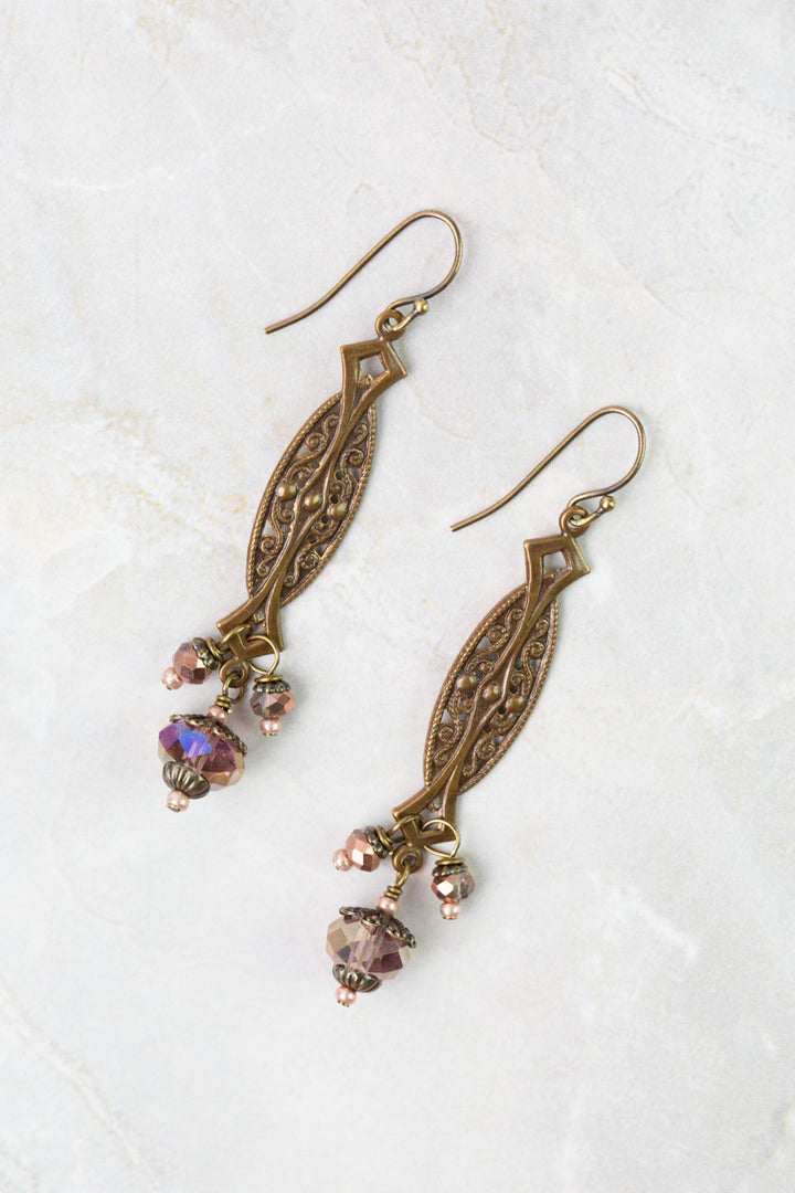 Mauve Mix Crystal Dangle Earrings