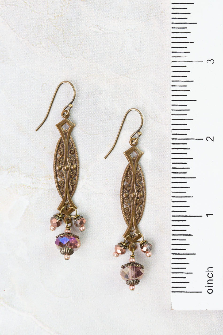 Mauve Mix Crystal Dangle Earrings