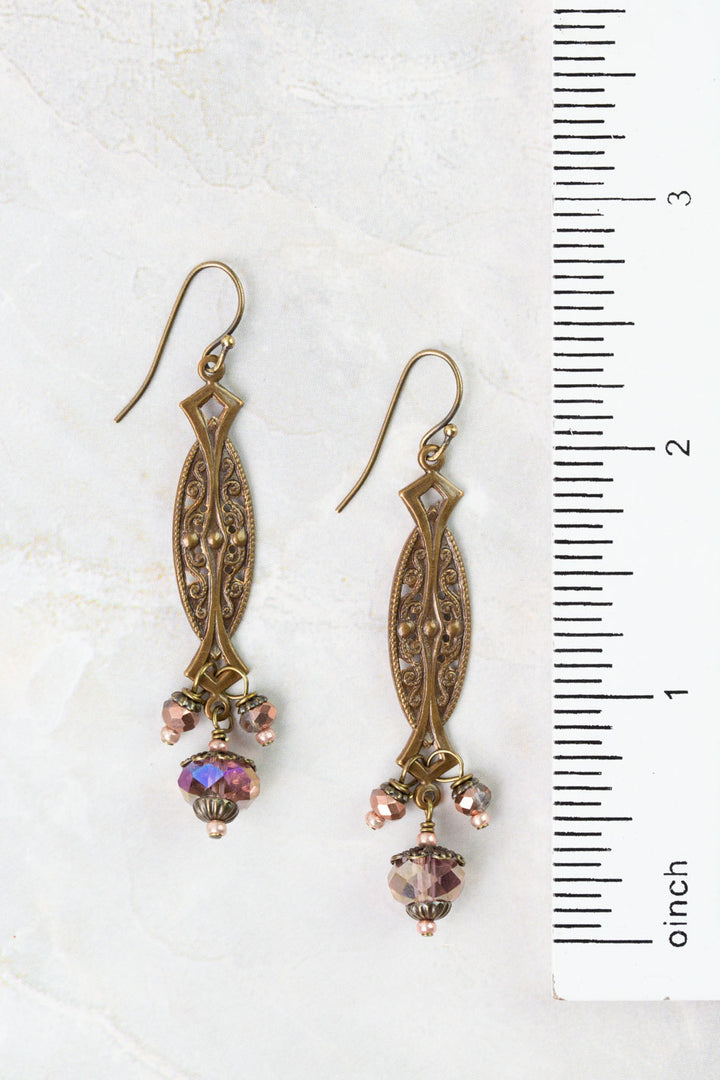 Mauve Mix Crystal Dangle Earrings