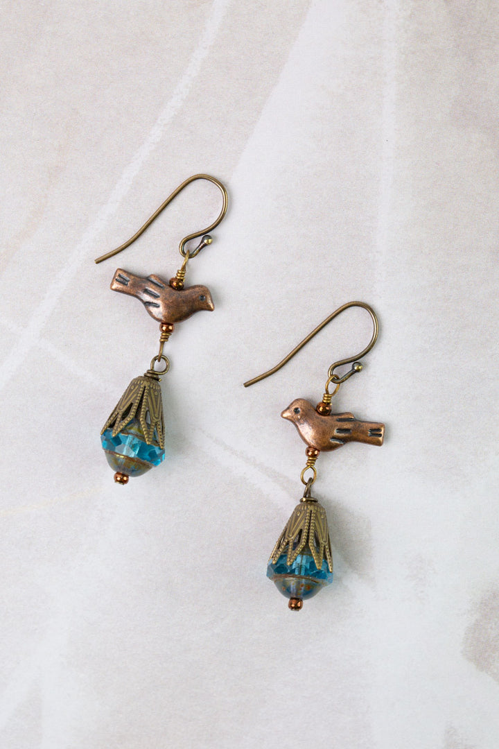 Mauve Mix Czech Glass Dangle Earrings
