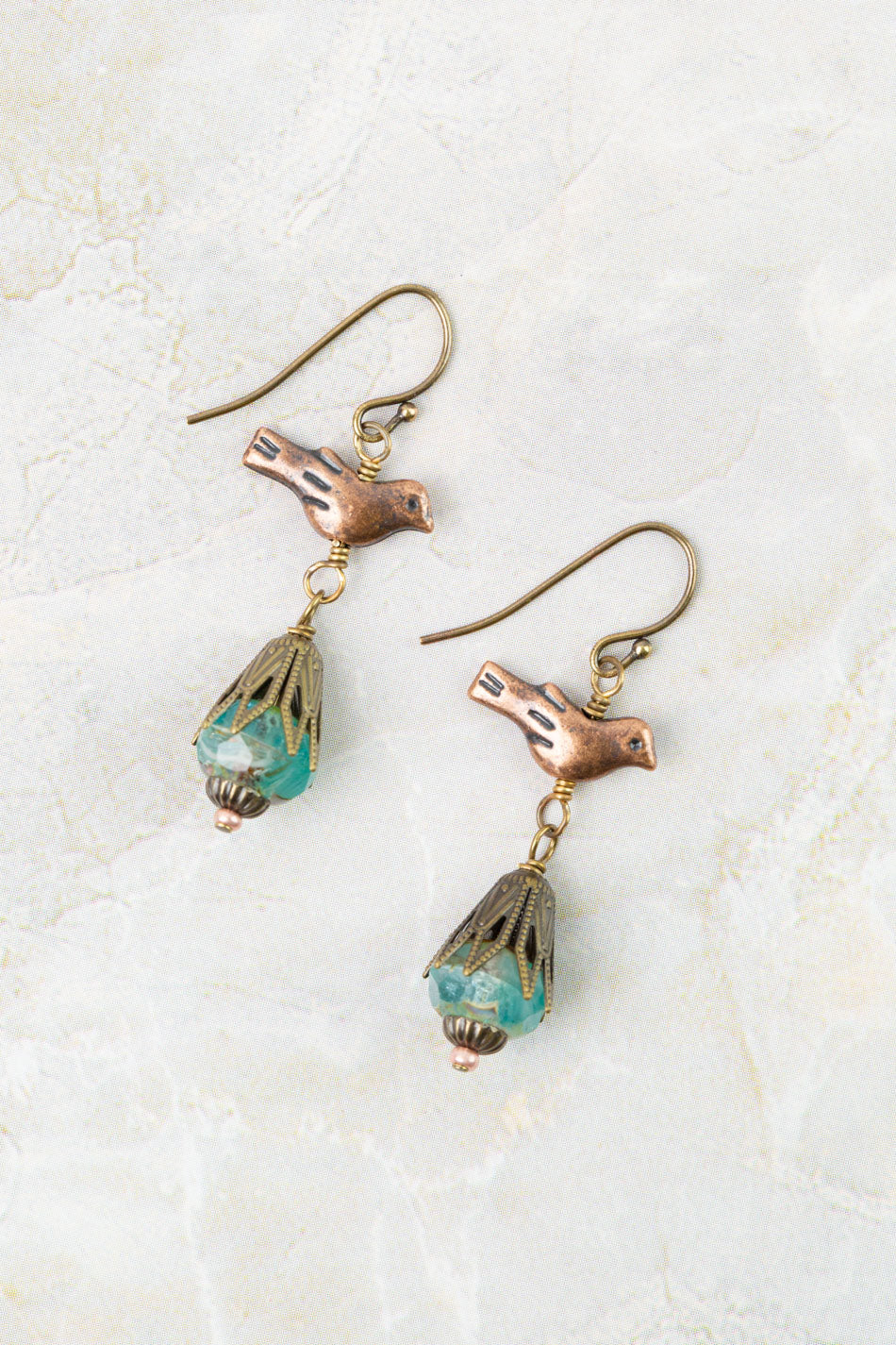 Mauve Mix Czech Glass Dangle Earrings