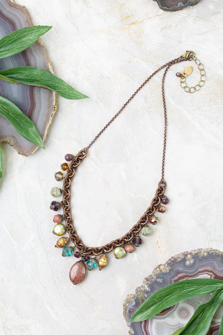 Mauve Mix 17-19" Druzy, Agate, Czech Glass, Garnet, Lepidolite Statement Necklace