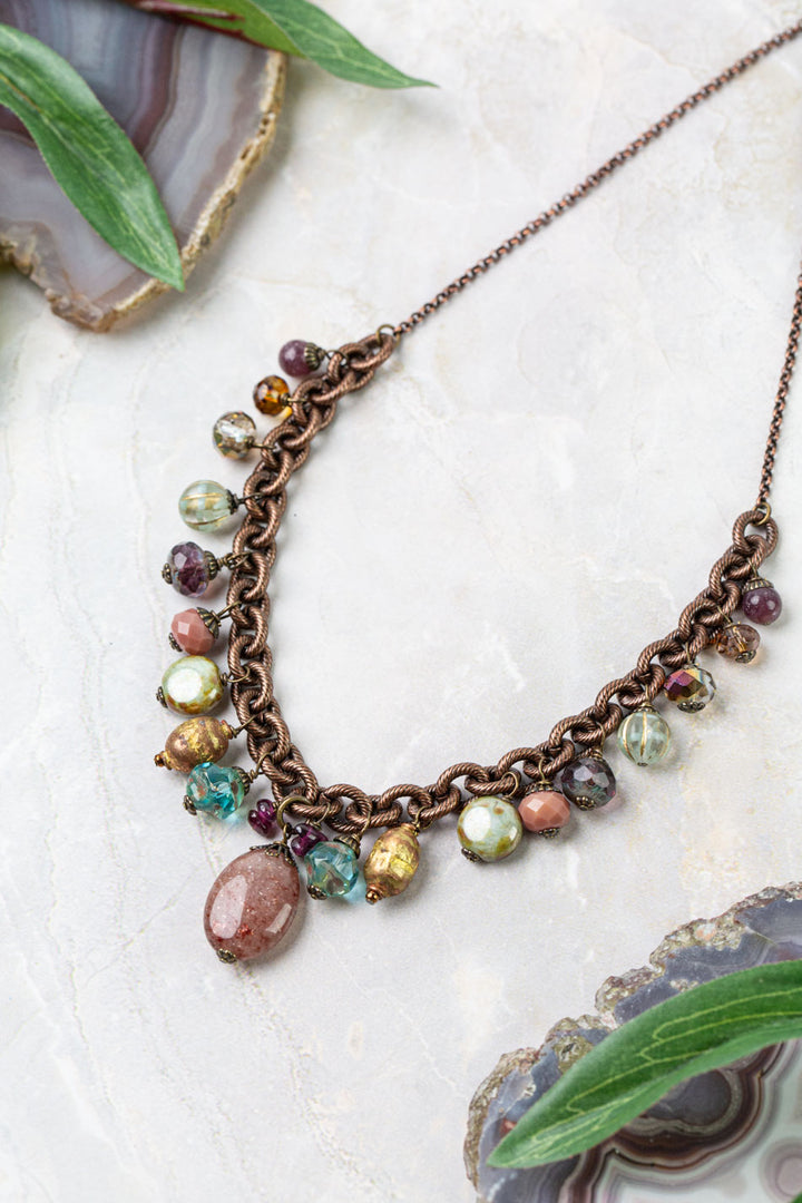 Mauve Mix 17-19" Druzy, Agate, Czech Glass, Garnet, Lepidolite Statement Necklace