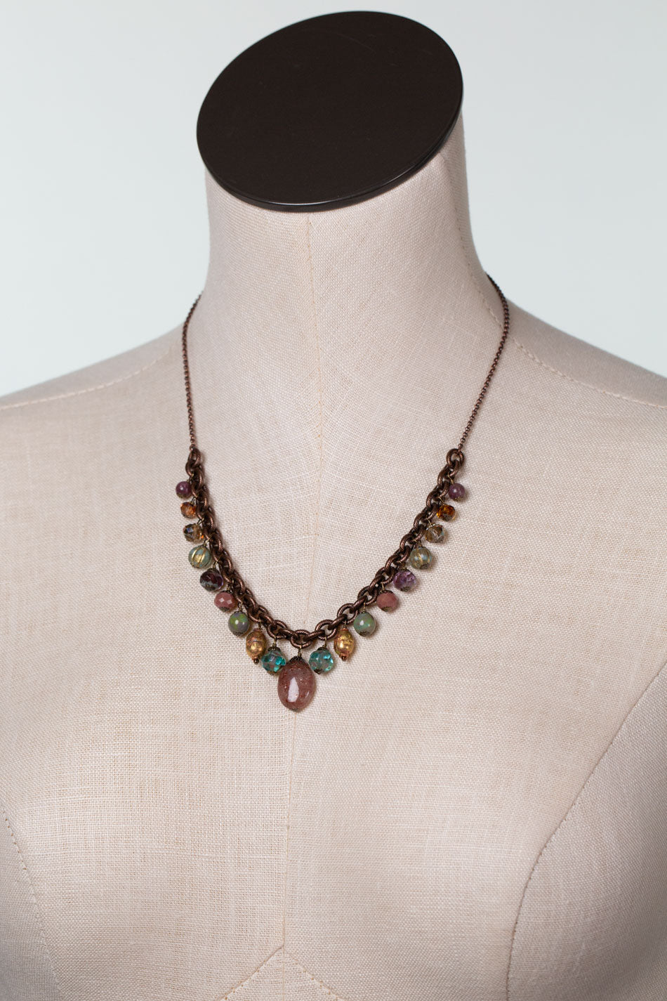 Mauve Mix 18.5-20.5" Druzy, Agate, Czech Glass, Garnet, Lepidolite Statement Necklace