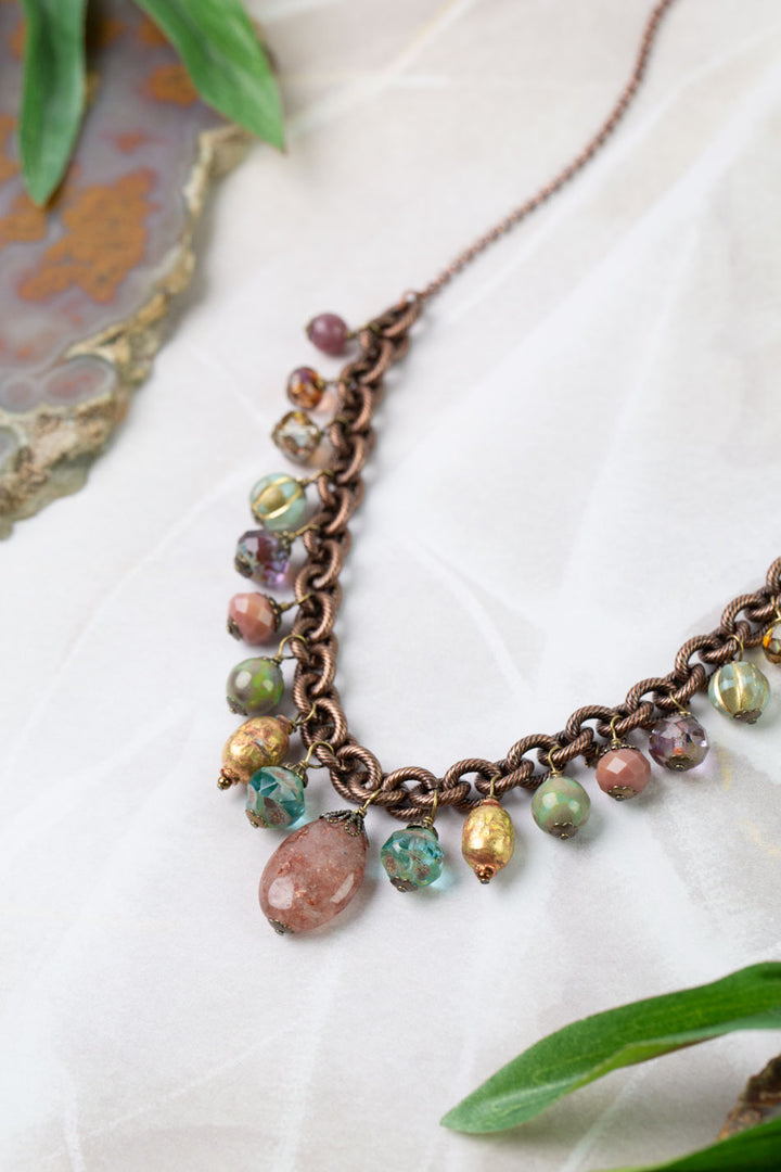 Mauve Mix 18.5-20.5" Druzy, Agate, Czech Glass, Garnet, Lepidolite Statement Necklace